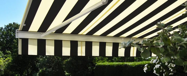 beige and black awning