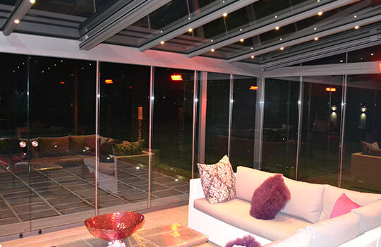 inside view of fitted glass room