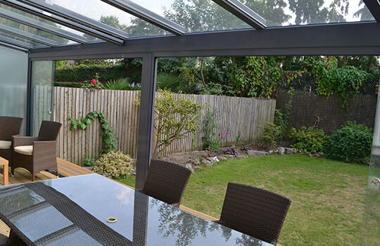 low view of glass veranda