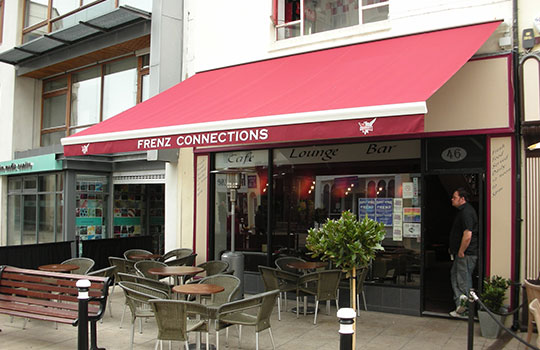 red commercial awning