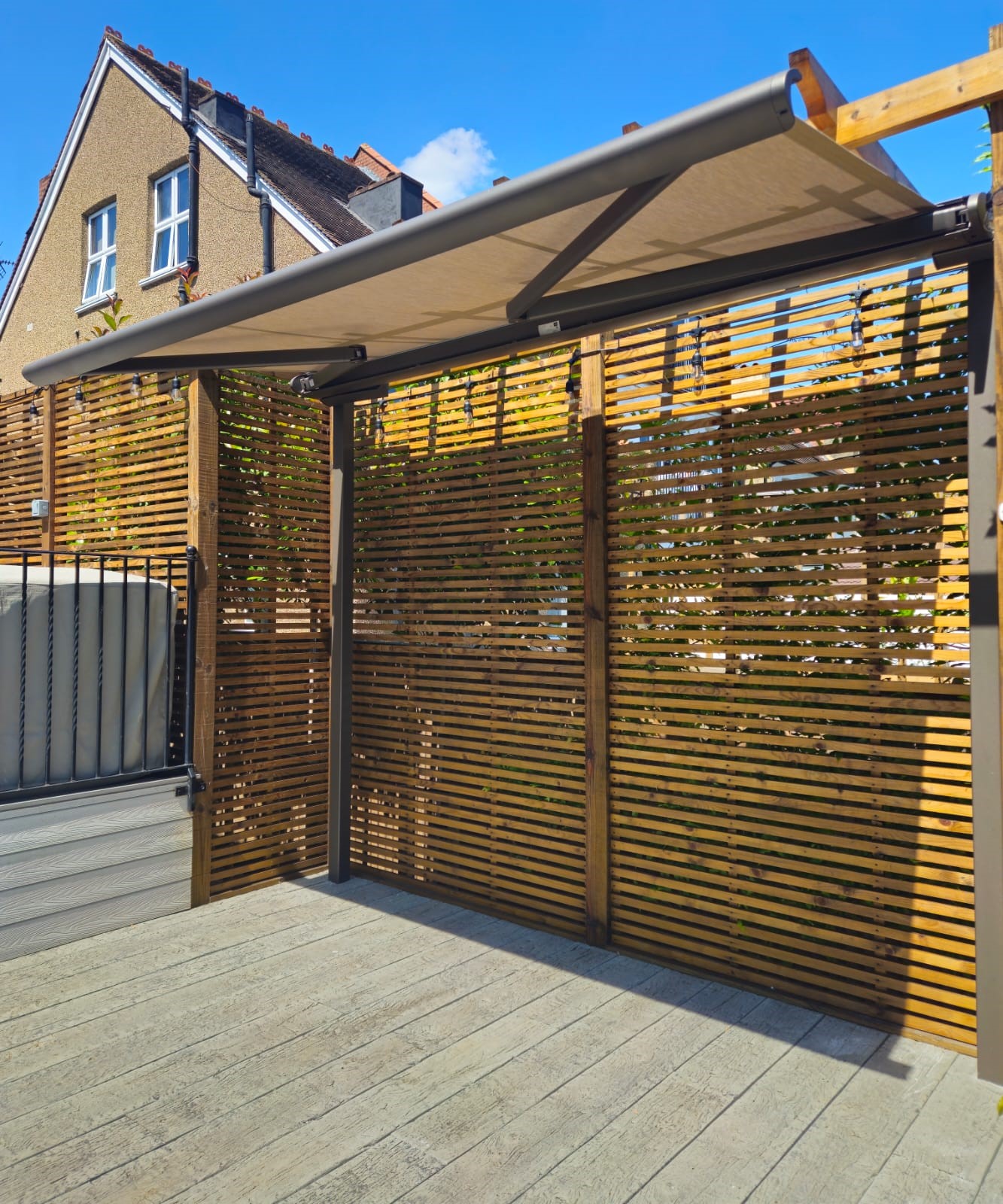 free standing awning used in patio area